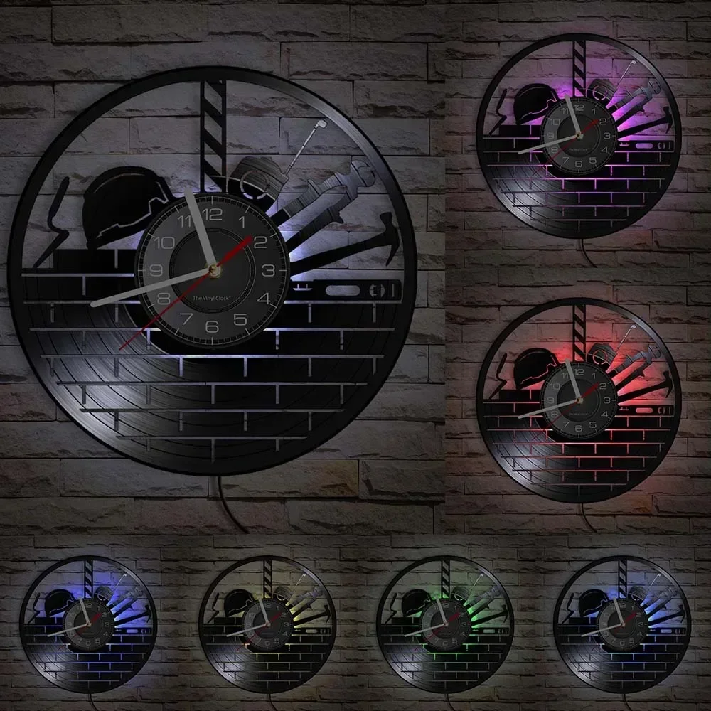 Инженерный пейзаж архитектура силуэт виниловая пластина настенные часы Srchitecture