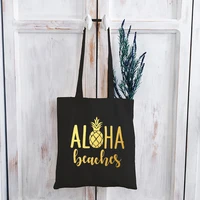 pineapples canvas bag aloha hawaii shopping bags women vacation tote bag canvas beaches custom bags with logo casual m