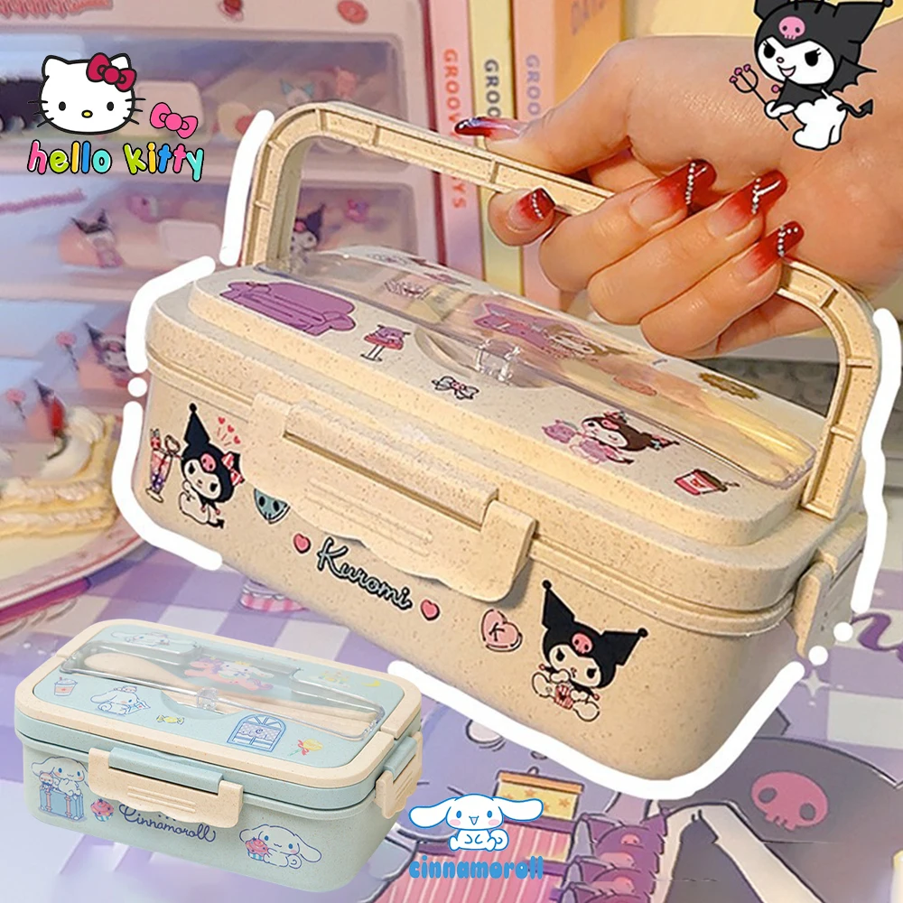 Sanrio Милая Kuromi Melody Bentou коробка большая емкость Cinnamoroll мультфильм Ланч-бокс Diy
