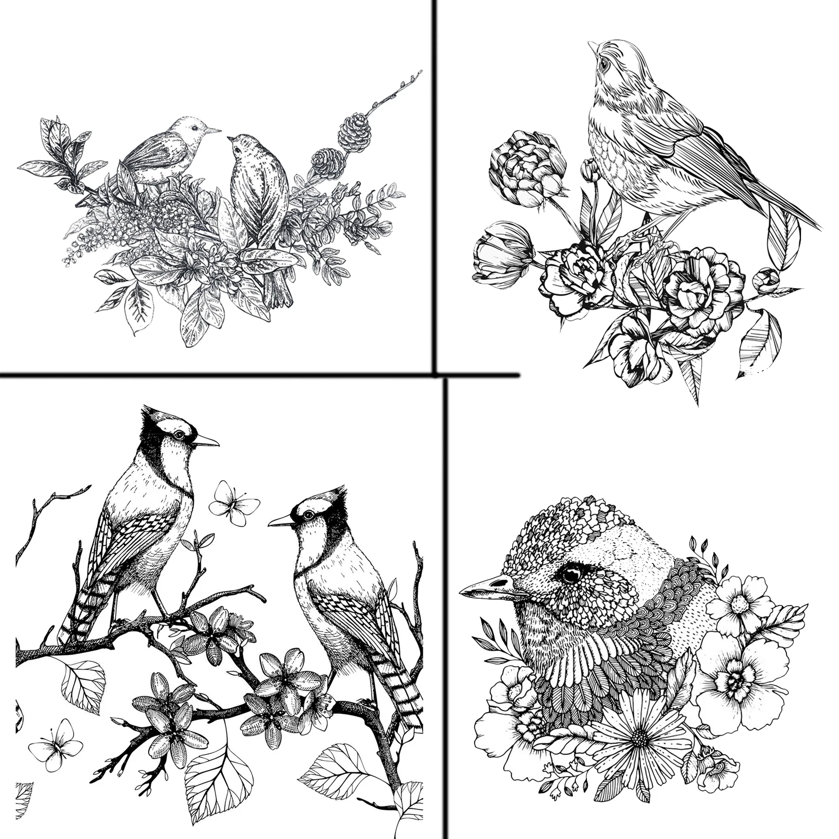 

Various Flowers And Birds Clear Stamp for Scrapbooking Rubber Stamp Seal Paper Craft Clear Stamps Card Making