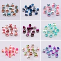 3 12mm multicolor gradient candy color multicolored round hole abs imitation pearl acrylic bead diy jewelry accessories
