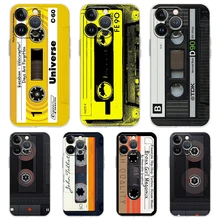 Mixtape 빈티지 마그네틱 테이프 카세트 오디오 전화 케이스, 아이폰 15, 14, 13, 12 프로 맥스, 11 프로 맥스, 7, 8 플러스, X, XS, XR 실리콘 가방