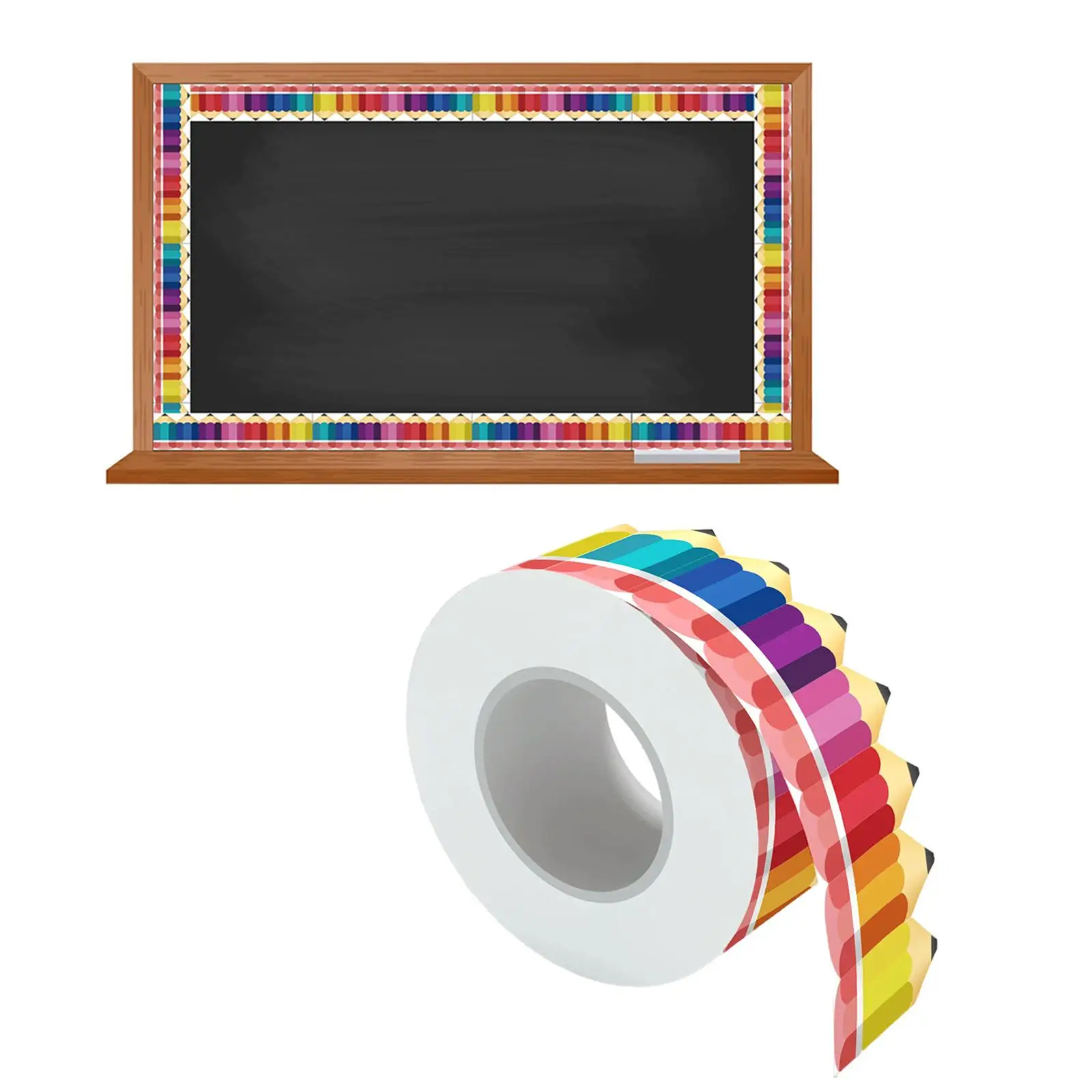 Pencil Bulletin Board Borders Colorful Pencil Classroom Borders with Pencil Patterns for Chalkboard Blackboard Wall Decoration