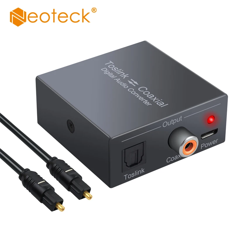 

Neoteck Digital Audio Converter Bi-Directional Optical SPDIF Toslink to Coaxial Splitter + Switch Button Support Dolby AC3 5.1CH