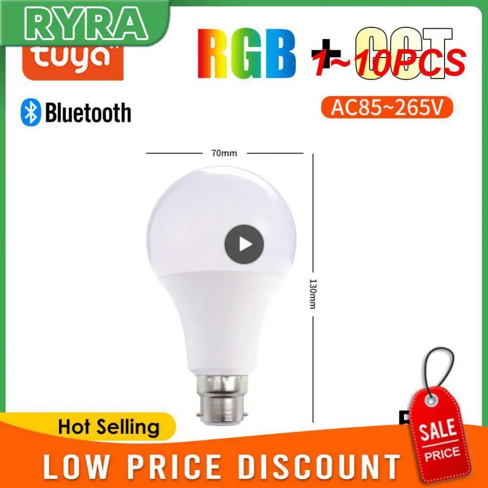 

1~10PCS Tuya Smart Led Bulb Light 10W Bluetooth Lamp E27/B22 RGBW Led Lamp Color Changing Lampada RGB+CCT Decor Home AC85-265V