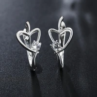 hot selling 925 silver crystal love heart symmetrical silver earrings womens jewelry korean fashion christmas wedding gift
