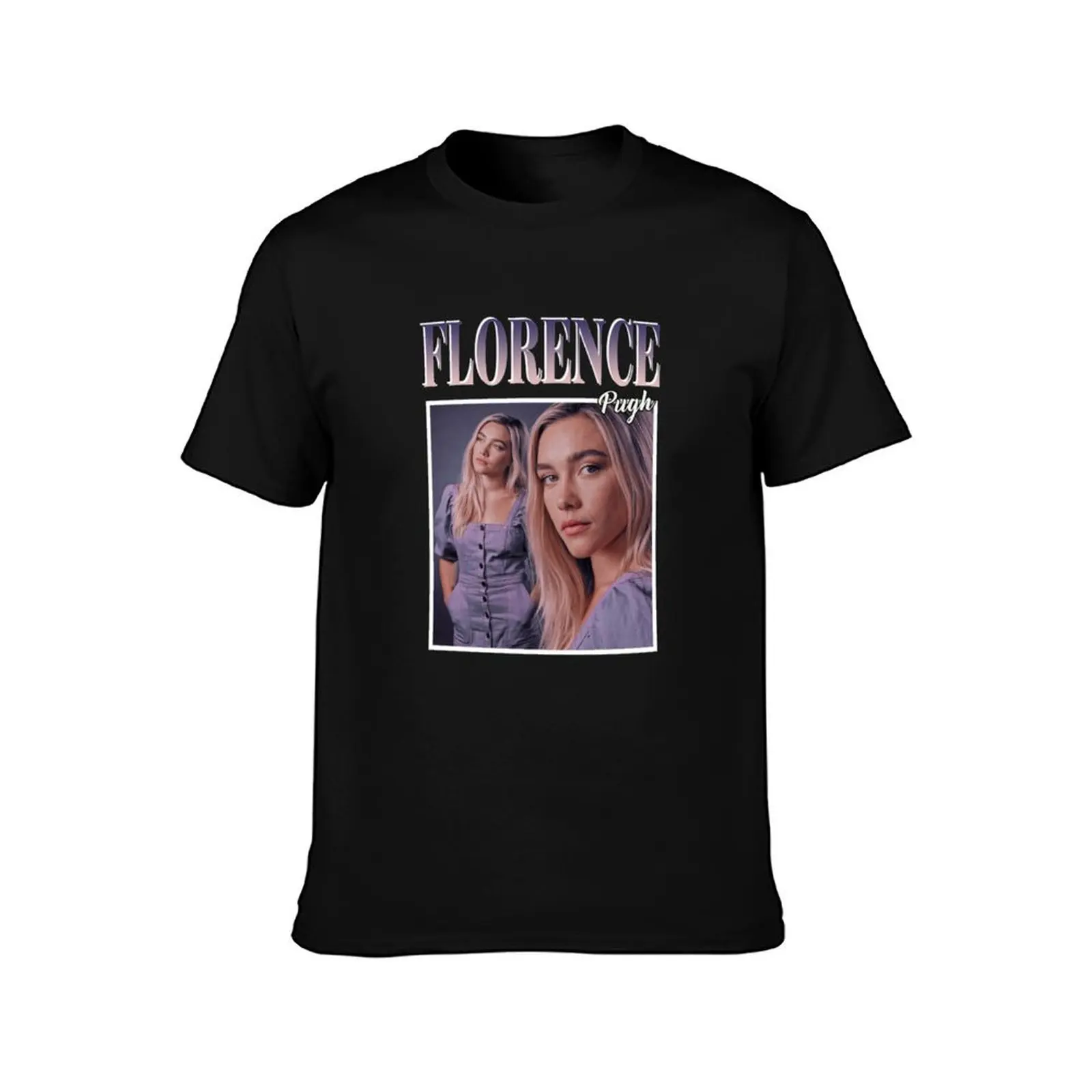 Фото Винтажная футболка Florence Pugh в стиле 90-х годов, классический топ с короткими рукавами и графическим принтом №2