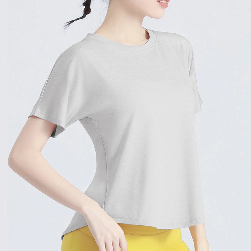 

Women Sports Shirt Loose Short Sleeve Yoga Shirt Gym T-shirt Clothing Breathable Running Fitness Top Female Outfit Sportswear