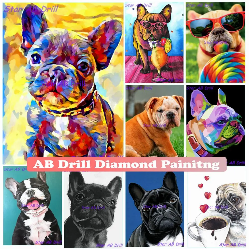 

Diamond Painting Cartoon French Bulldog Balloon Flower Donuts 5d Diy AB Drill Mosaic Embroidery Cross Stitch Kit Art Home Decor