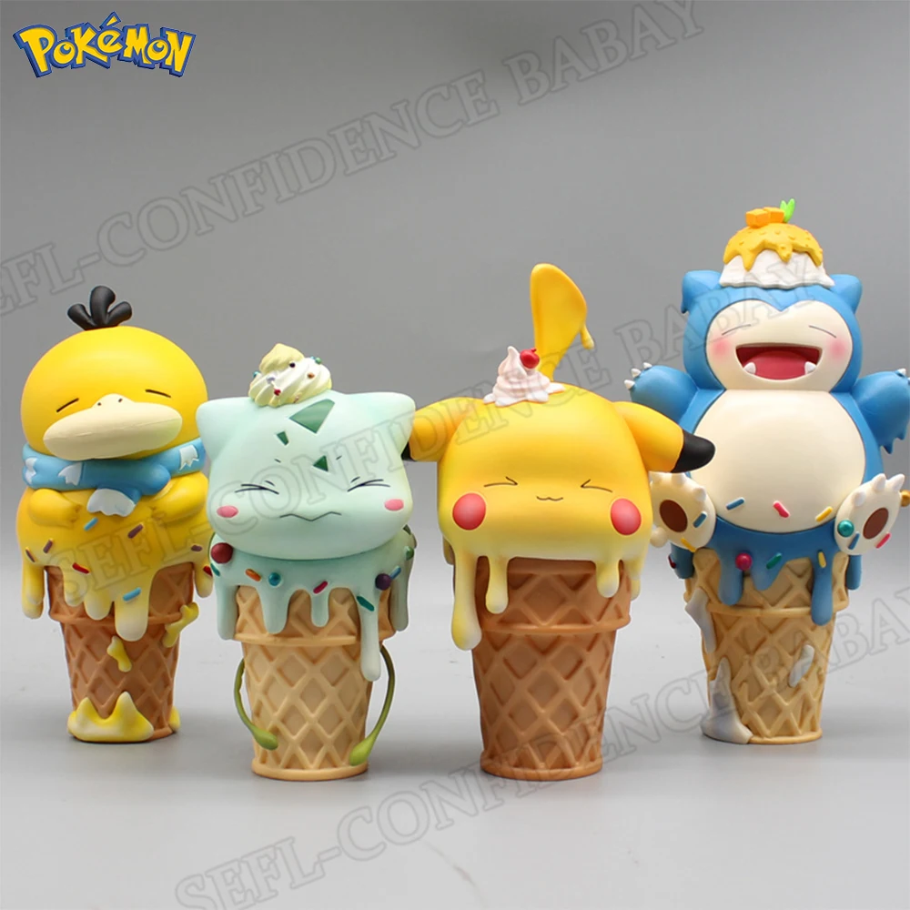 

14cm Pokemon Pikachu Psyduck Bulbasaur Snorlax Anime Figure Kawaii Ice Cream Series Pvc Model Figurines Action Figure Dolls Gift