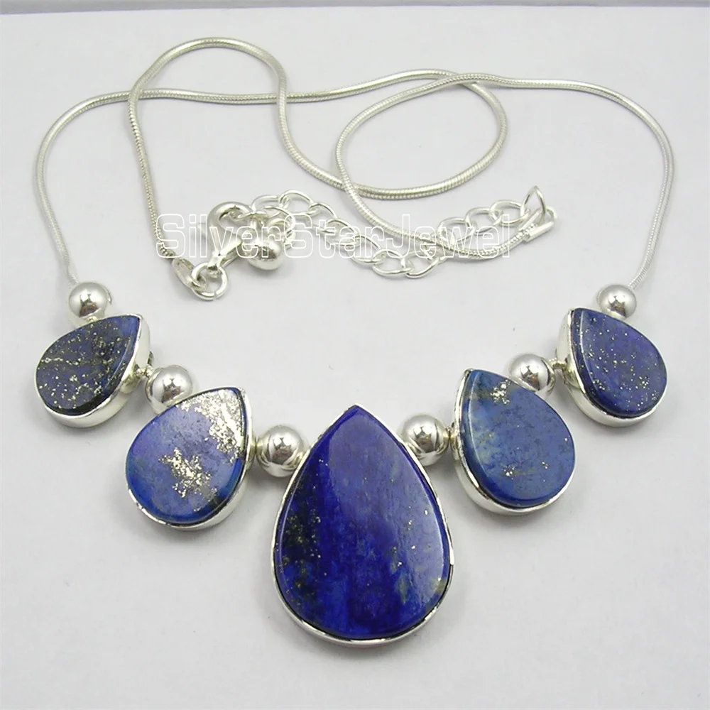 Semi-precious Stone FLAT BLACK  Necklace 18.5