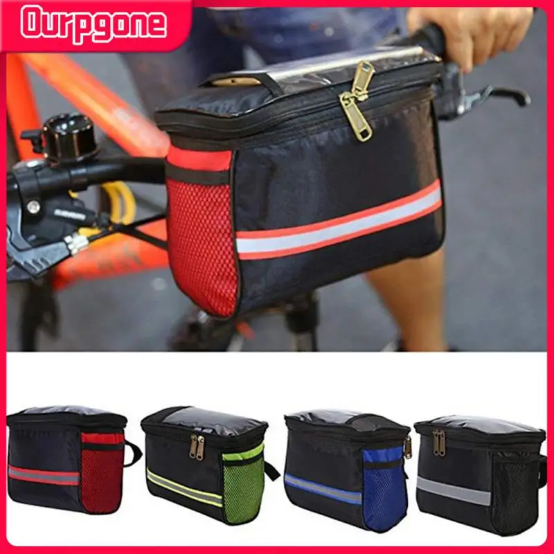 

Classic Handlebar Basket Double Zipper Design Shoulder Bag Three-point Fixing Design 600d Breathable Mesh Bicycle Front Tube Bag