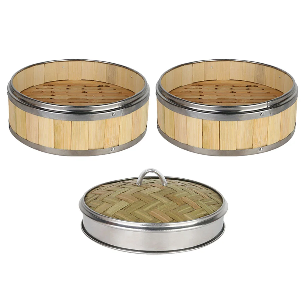 

Steamer Basket Pot Sum Dim Chinese Bamboo Steam Cookware Baskets Rice Wooden Asian Metal Steaming Dumpling Vegetable Saucepans