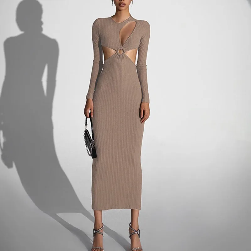 

Осеннее Элегантное Длинное платье с длинным рукавом для женщин, новинка 2022, соблазнительное модное облегающее Повседневное Платье макси с ...