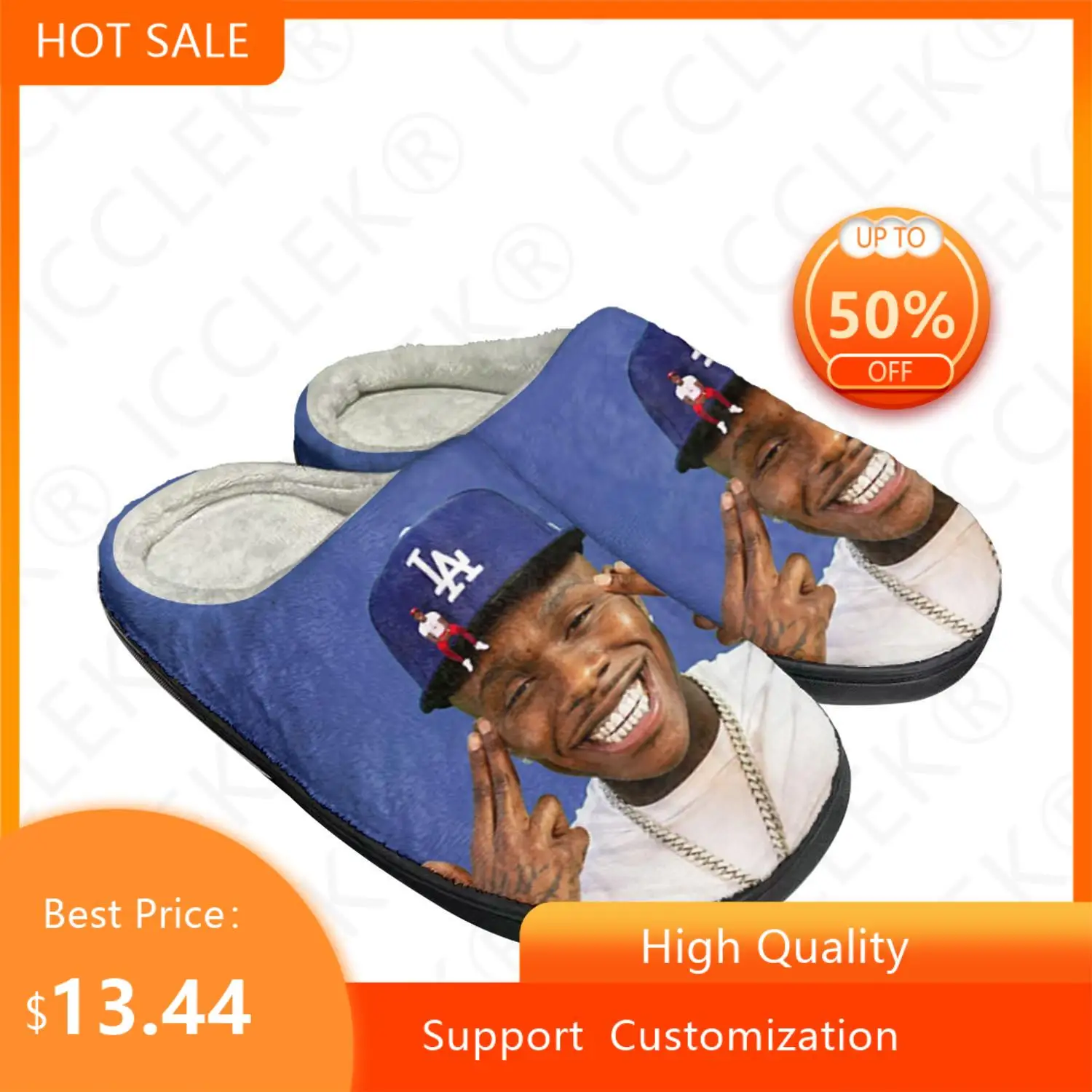 

DaBaby Rapper Music Pop Blue Home Cotton Custom Slippers Mens Womens Sandals Plush Bedroom Casual Keep Warm Shoe Thermal Slipper