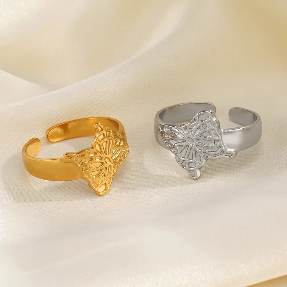 2024 позолоченные кольца из нержавеющей стали для женщин полые широкие модные