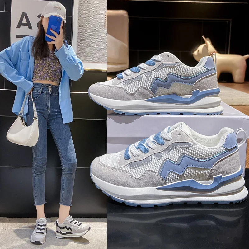 

2022 Spring New Thick-soled Street Shooting Student Sports Women's Casual Running Shoes