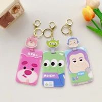 disney toy story keychain cute buzz lightyear woody keyring student meal card campus card holder work card key chain gifts