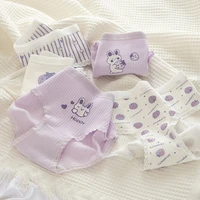 japanese cute purple cartoon rabbit strawberry panties for women girl student cotton crotch mid waist panties wholesale