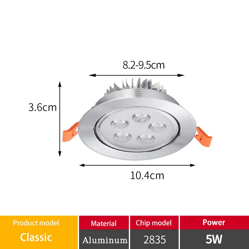 10 шт. 5 Вт алюминиевый корпус светодиодный потолочный светильник встраиваемый