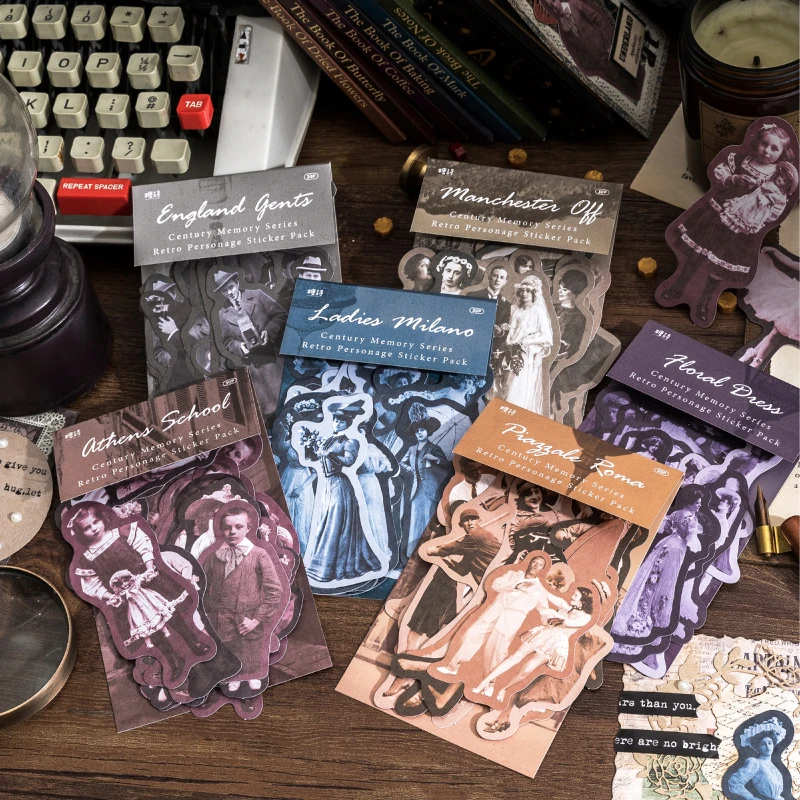 

Mr. Paper, 6 стилей, 30 шт./пакет, винтажные наклейки с персонажами, Креативные украшения в европейском стиле для ручной клади, канцелярские наклей...