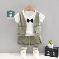 1 3 years old summer new childrens vest t shirt casual two piece top trendy baby