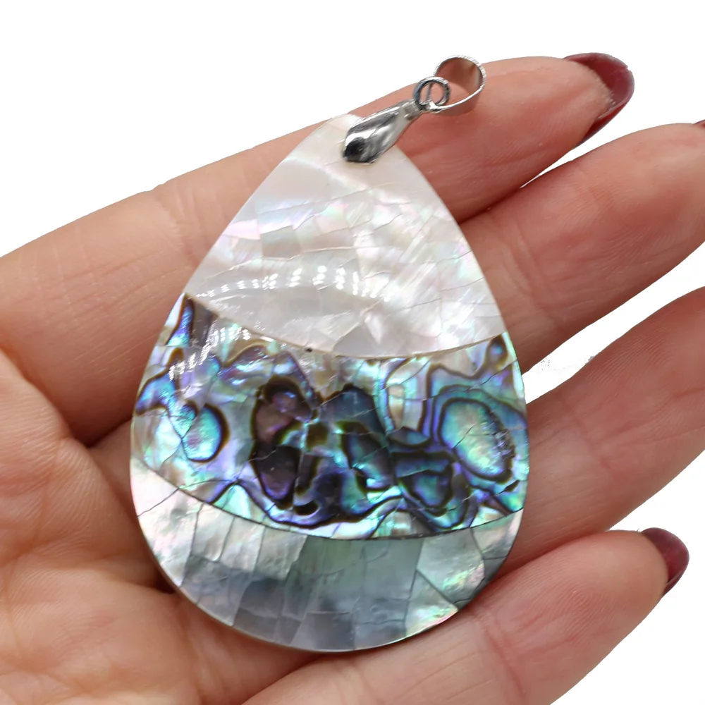 

Подвеска из натуральной морской ракушки, ожерелье «сделай сам» из пресноводного материала в полоску, в форме капли, аксессуары для изготовл...