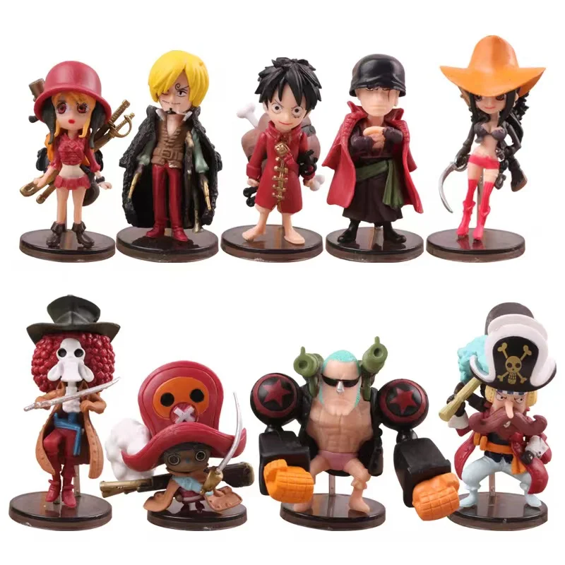 

FigureCrazy 9pcs/set One Piece Figure Movie Ver. Luffy Zoro Sanji Q Funny PVC Figures OP Ace Robin Nami Brook Chopper Usopp 7cm