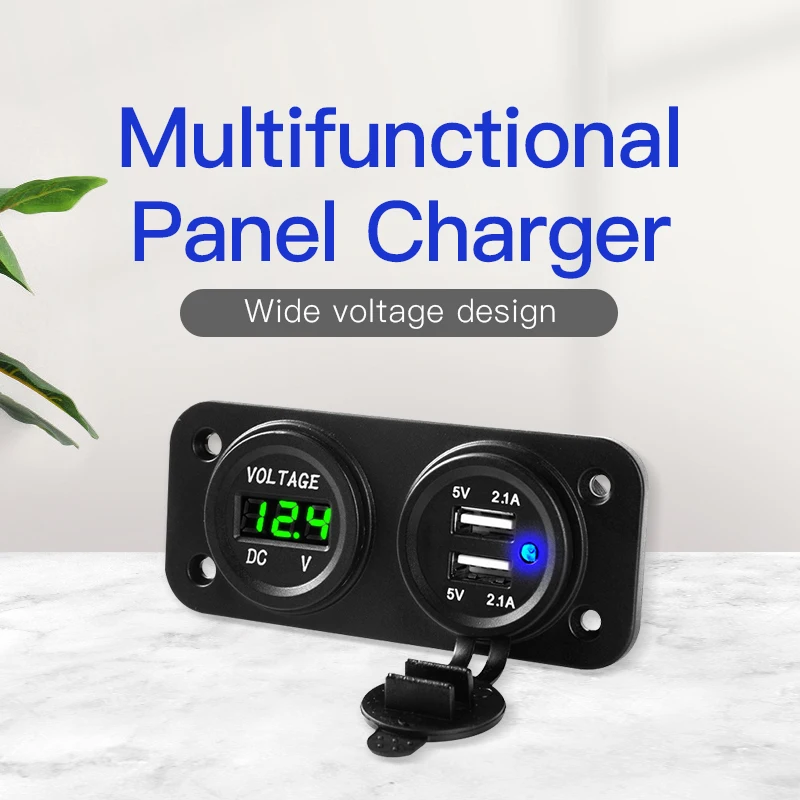 

Waterproof Dual USB Charger Power Adapter 12V Voltmeter LED Car USB Socket Fast Charging Phone Universal Cigarette Lighter