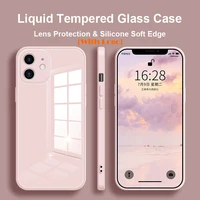 liquid tempered glass phone case for iphone 13 11 12pro max case anti knock baby skin fram cover for iphone x xs max xr 7 8 plus