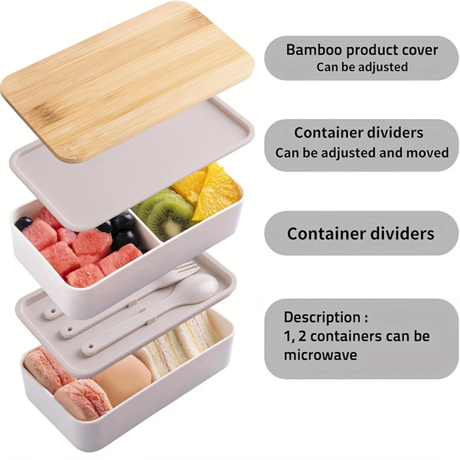 Герметичный набор контейнеров для обеда Bento Box — портативный многоразовый и