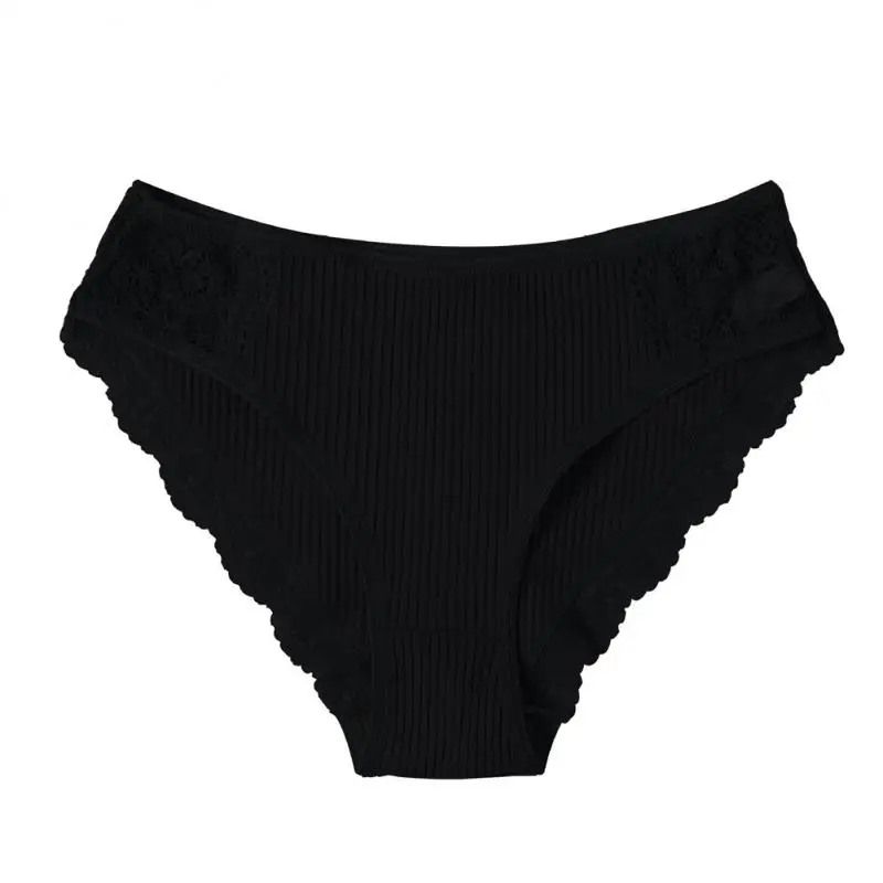 M-2XL Women Fully Threaded Cotton Underwear Seamless Panties Sexy Lace Female Breathable Solid Color Underpants Girls' Lingerie