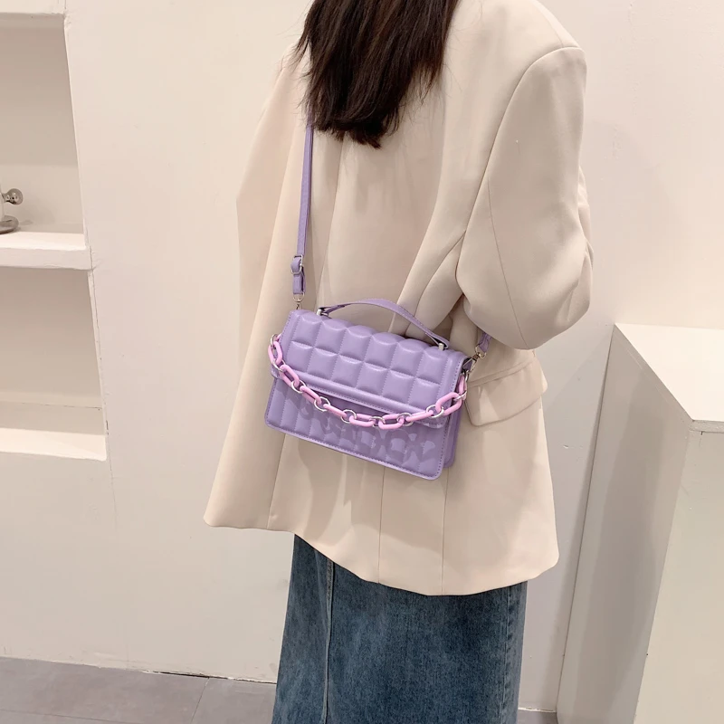 

Brand Designer PU Leather Quilted Crossbody Bags for Women Fashion Chain Shoulder Bags Lady Luxury Plaid Flap Small Handbags