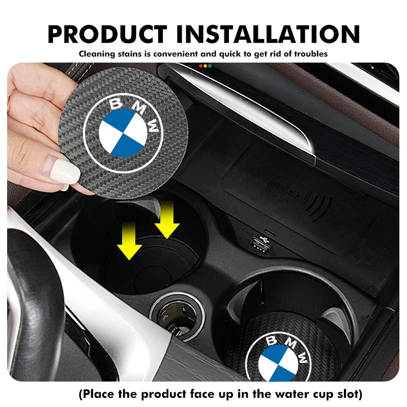 Фото Для BMW 2 шт. Автомобильный противоскользящий коврик для чашки с углеродным волокном M 1 3 4 5 6 7 серии X1 X3 X4 X5 G20 G38 F48 E36 E39 №3