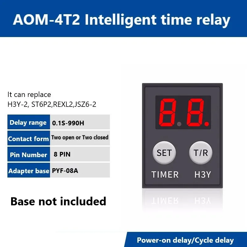 Реле времени с цифровым дисплеем, маленький цикл, постоянный ток 12 В, 24 В, переменный ток 220 В, может заменить H3Y-2/4, ST6P-2/4, REXL2/4, JSZ6-2/4, H3Y-2H, AFK