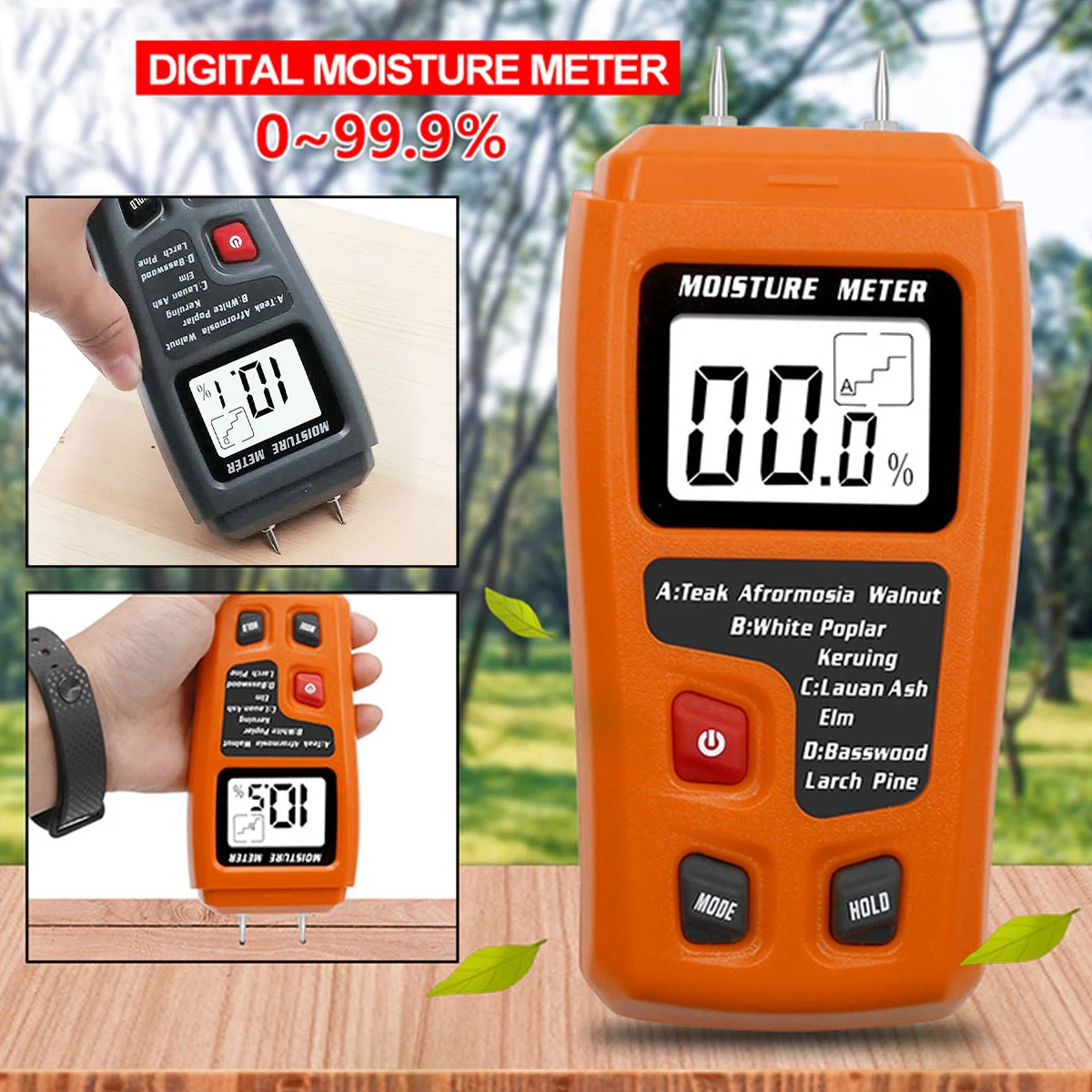 

Wood Moisture Meter 0-99.9% 9V Digital Moisture Detector with Indicator Accurate Humidity Tester Hygrometer Timber Damp Detector