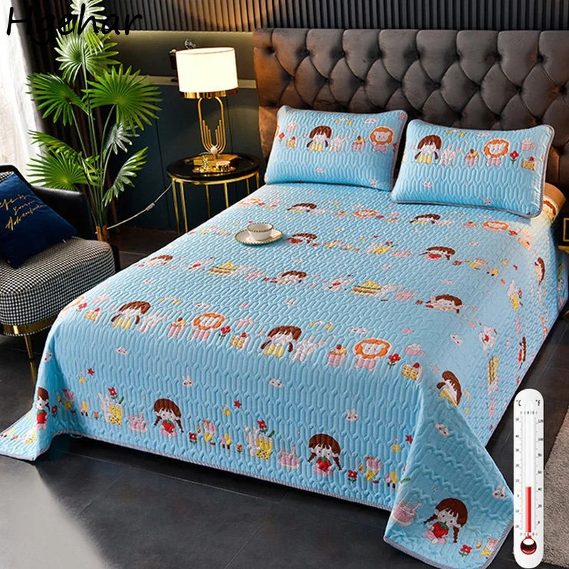 

Quilting Bed Sheets Printed Thick Comfortable Mattress Cover Four Season Flat Sheet Home Textile Bedspread Soft Machine Washable