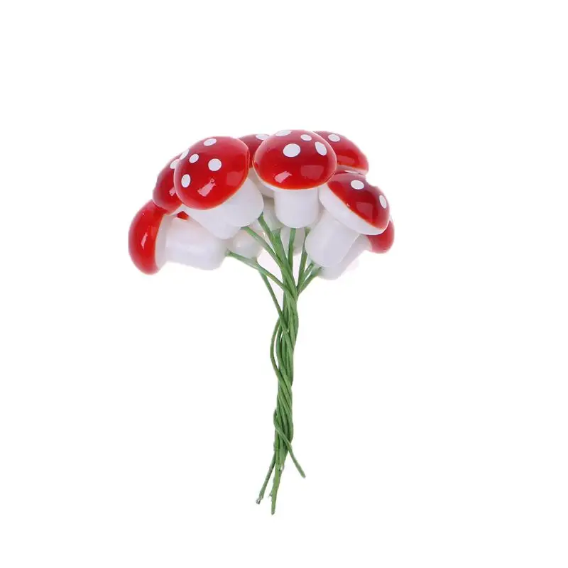

DIY 10Pcs Mini Red Mushroom Garden Ornament Miniature Plant Pots Fairy Dollhouse