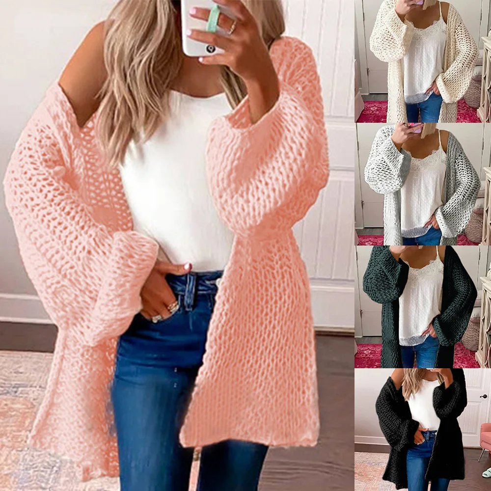 

2022 Contrast Color Tassel Sweater Rhombus Solid Color Loose Collar Sweater Women's Outer Wear Cardigan