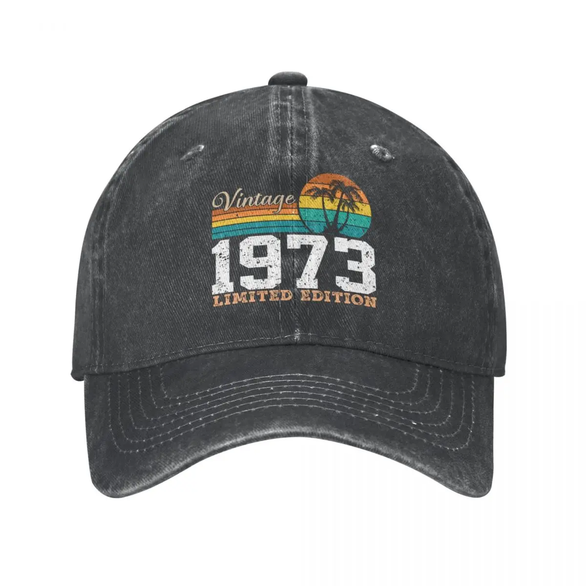 

Vintage 1973 50th Birthday Outfits Men Women Baseball Caps Limited Edition 50 Years Old Distressed Denim Hats Cap Adjustable Fit