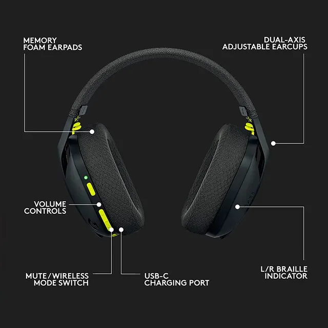 Logitech G435 LIGHTSPEED Bluetooth Wireless Gaming Headset Surround Sound Headset Over-Ear 4