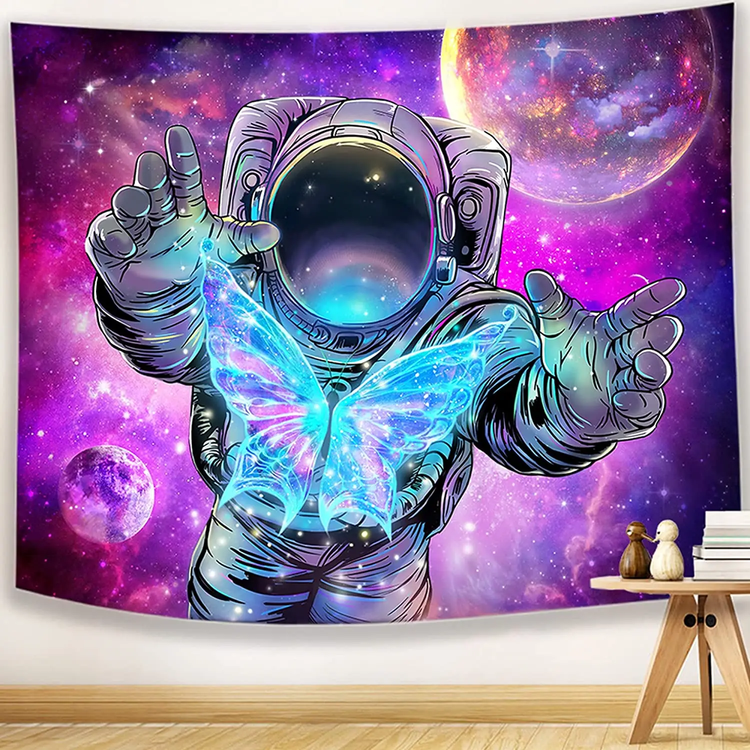 

Trippy Astronaut Tapestry Wall Hanging Space Galaxy Psychedelic Tapestry Aesthetic Hippie Purple Starry Sky Butterfly Tapestry