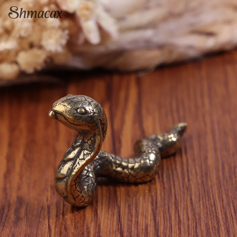 Античная бронзовая Кобра змея миниатюрные фигурки медные резьбы Зодиак животные