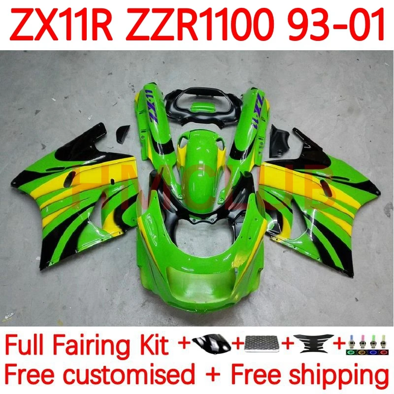 

ZX-11R For KAWASAKI NINJA ZZR1100 ZX 11R ZX11 R ZX11R 93 94 95 96 97 ZZR 1100 1998 1999 2000 2001 Fairings 73No.16 green stock