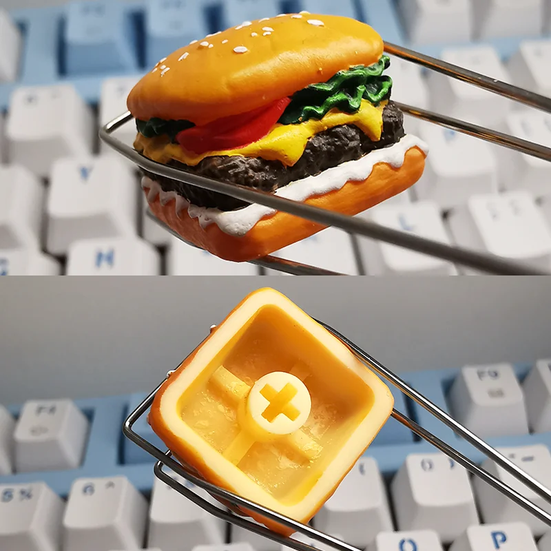 

Mechanical Keyboard 3D Keycap Personality Cute Gourmet Handmade Resin Hot Dog Chocolate Burger Cheese Girl Kawaii Surprise Gift