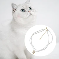 stylish eye catching faux pearl design decorative cat jewelry pendant princess necklace daily wear cat collar pet necklace