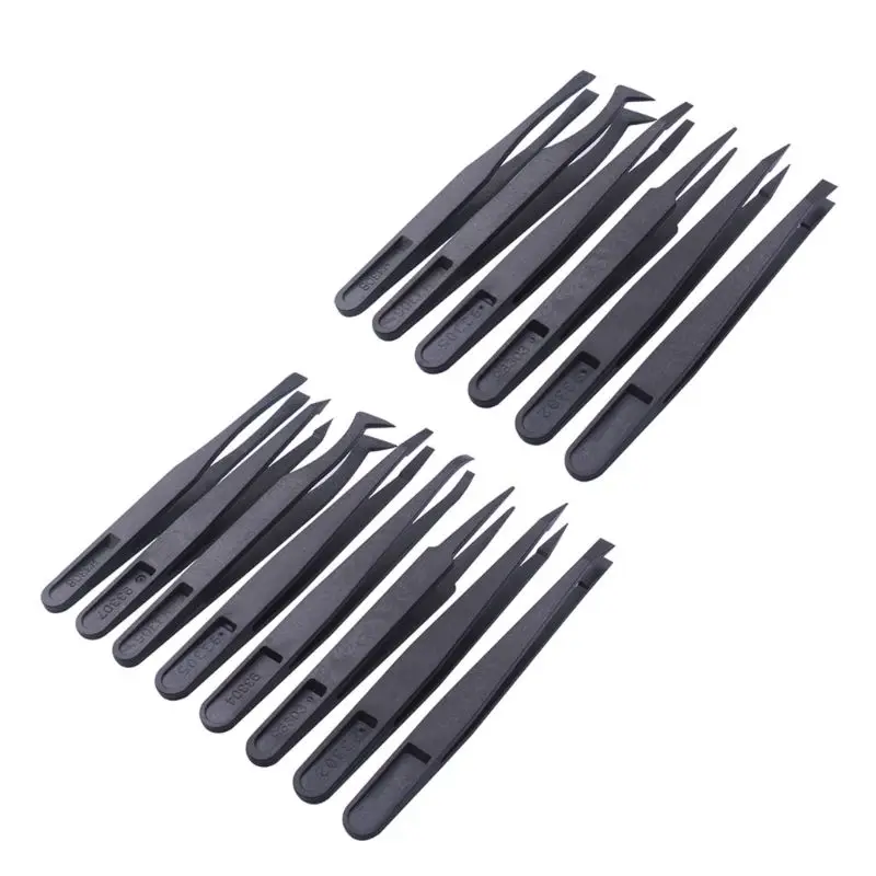 

6/8 Pieces Anti Static Carbon Fiber Repair Plastic Tweezers for Phone/PC