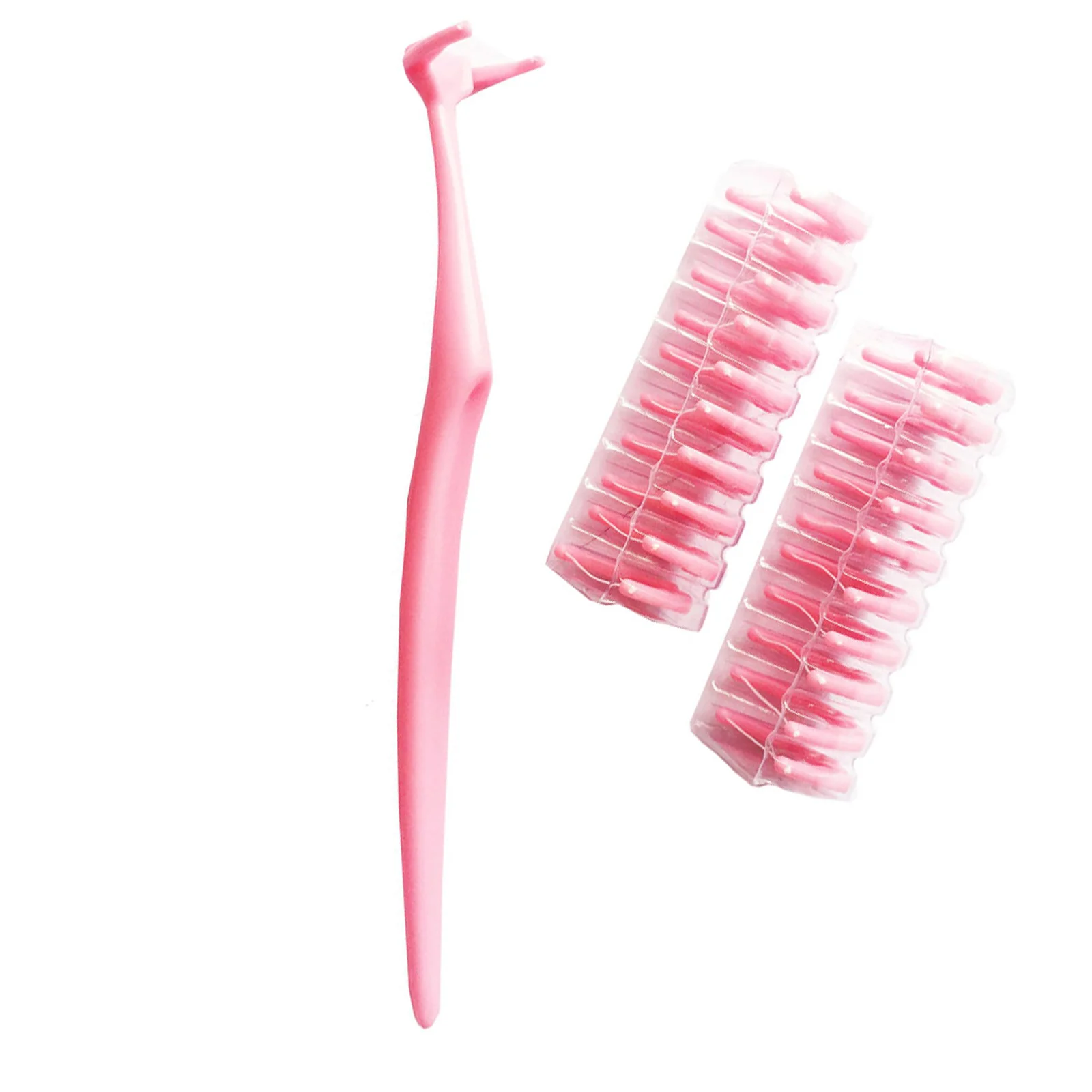 

20pcs Replaceable Dental Care Cleaner Plastic Toothpick Nylon Wire Floss Stick Portable Between Teeth Cleaning Tools Set (Pink)