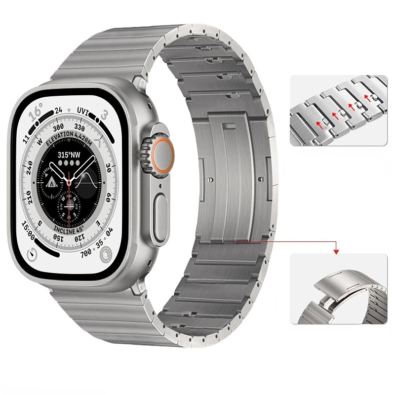

Ремешок из титанового сплава для Apple watch Ultra 49 мм 8 7 45 мм 41 мм, высококлассный браслет для смарт-часов iwatch 6 5 4 3SE 44 мм 42 мм 40 мм