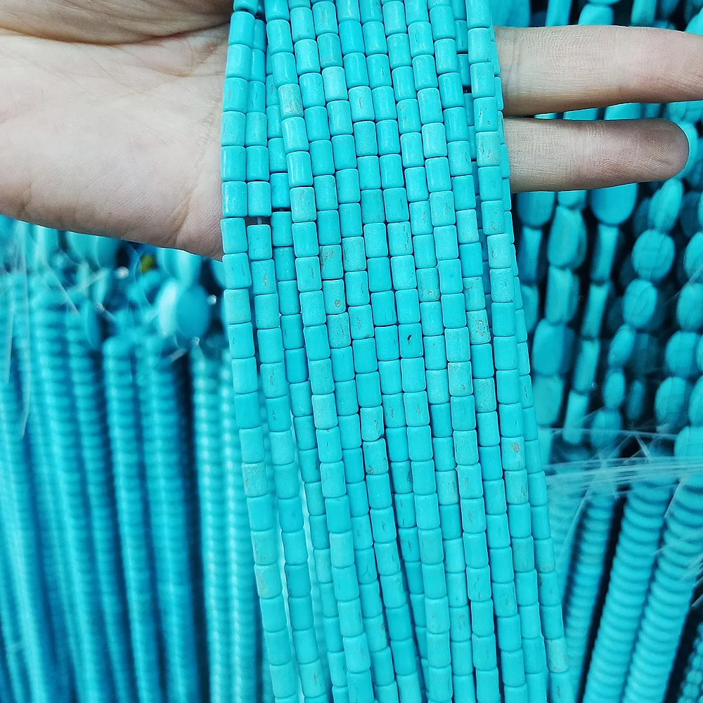

Whosale Skyblue color turquoise loose beads cylindrical shape approx 15.5 inch sold per strand beads for jewelry making